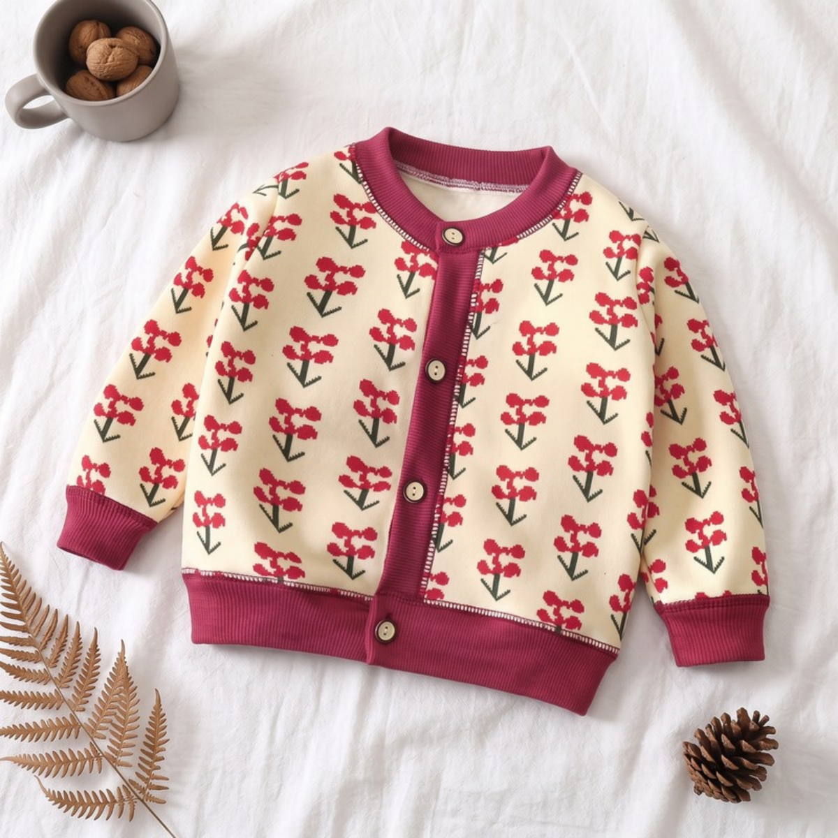 Lilo Thick Knit Button Cardigan - Red Berry