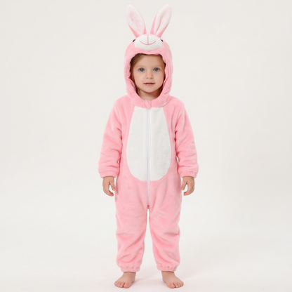 Lilo Festive Animal Hooded Romper - Pink Bunny