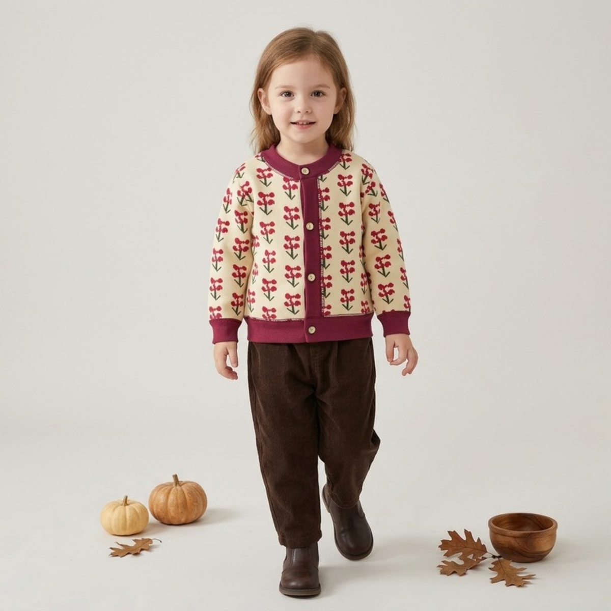 Lilo Thick Knit Button Cardigan - Red Berry