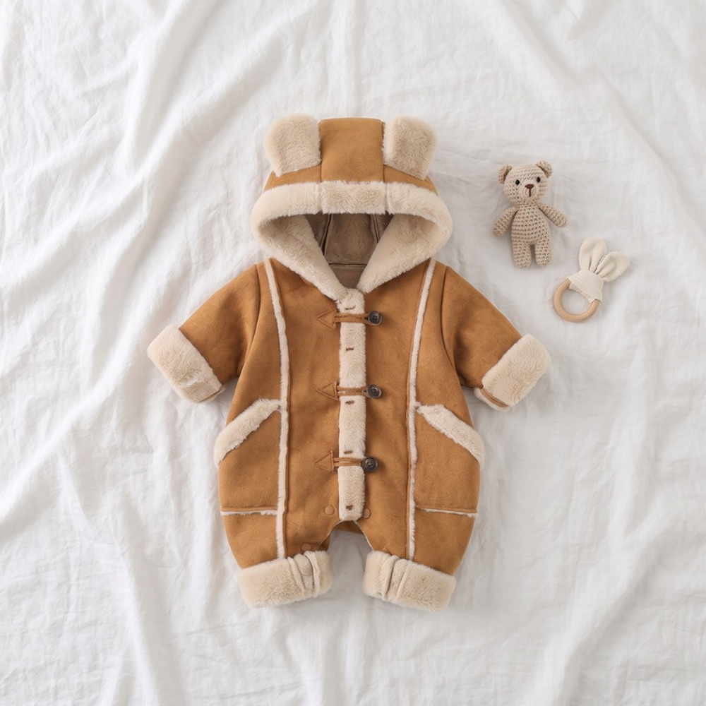 Lilo Velvet Lined Hooded Snowsuit - Camel
