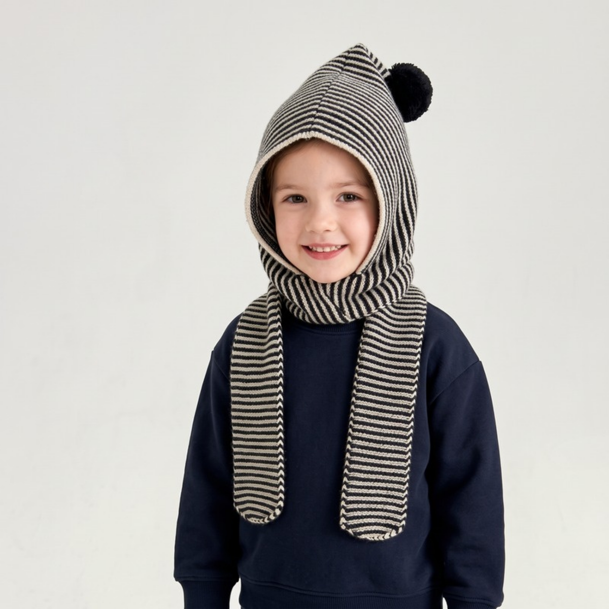 Lilo Hat and Scarf All in One - Black Stripe