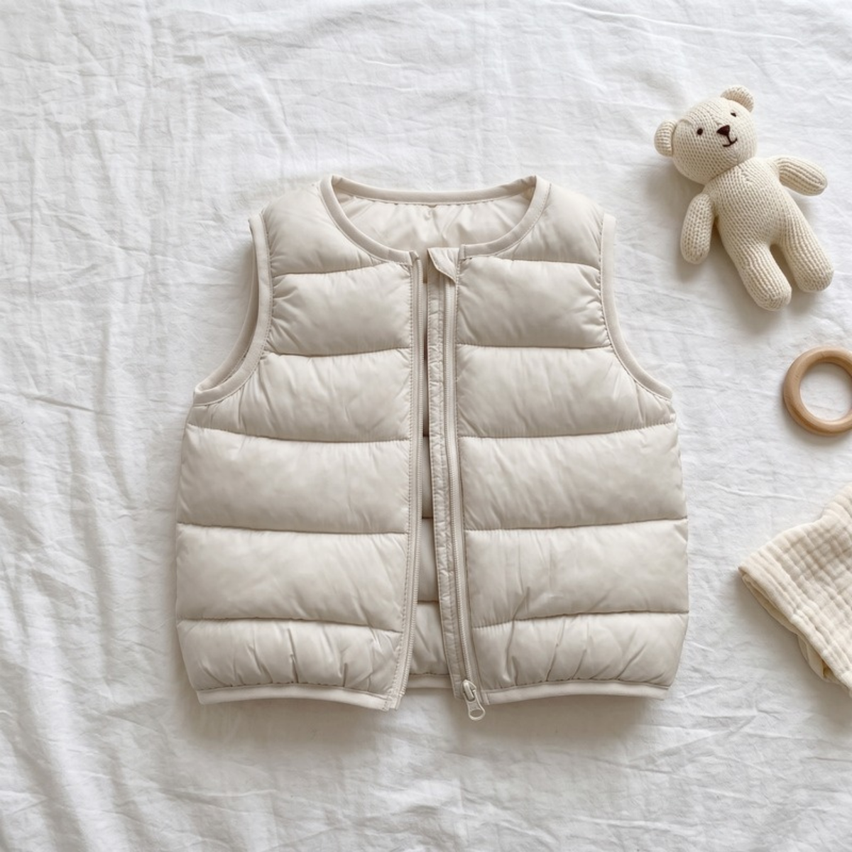 Lilo Slim Padded Sleeveless Gilet - Ivory