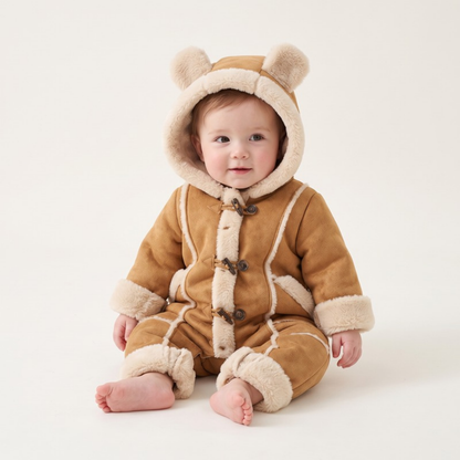 Lilo Velvet Lined Hooded Snowsuit - Camel