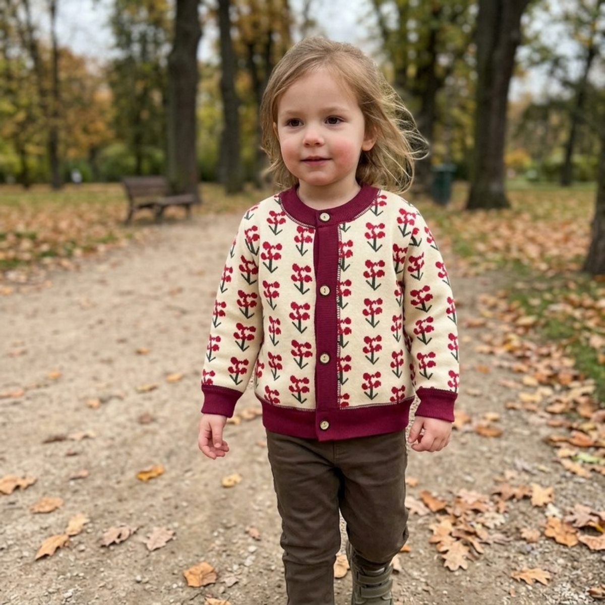 Lilo Thick Knit Button Cardigan - Red Berry
