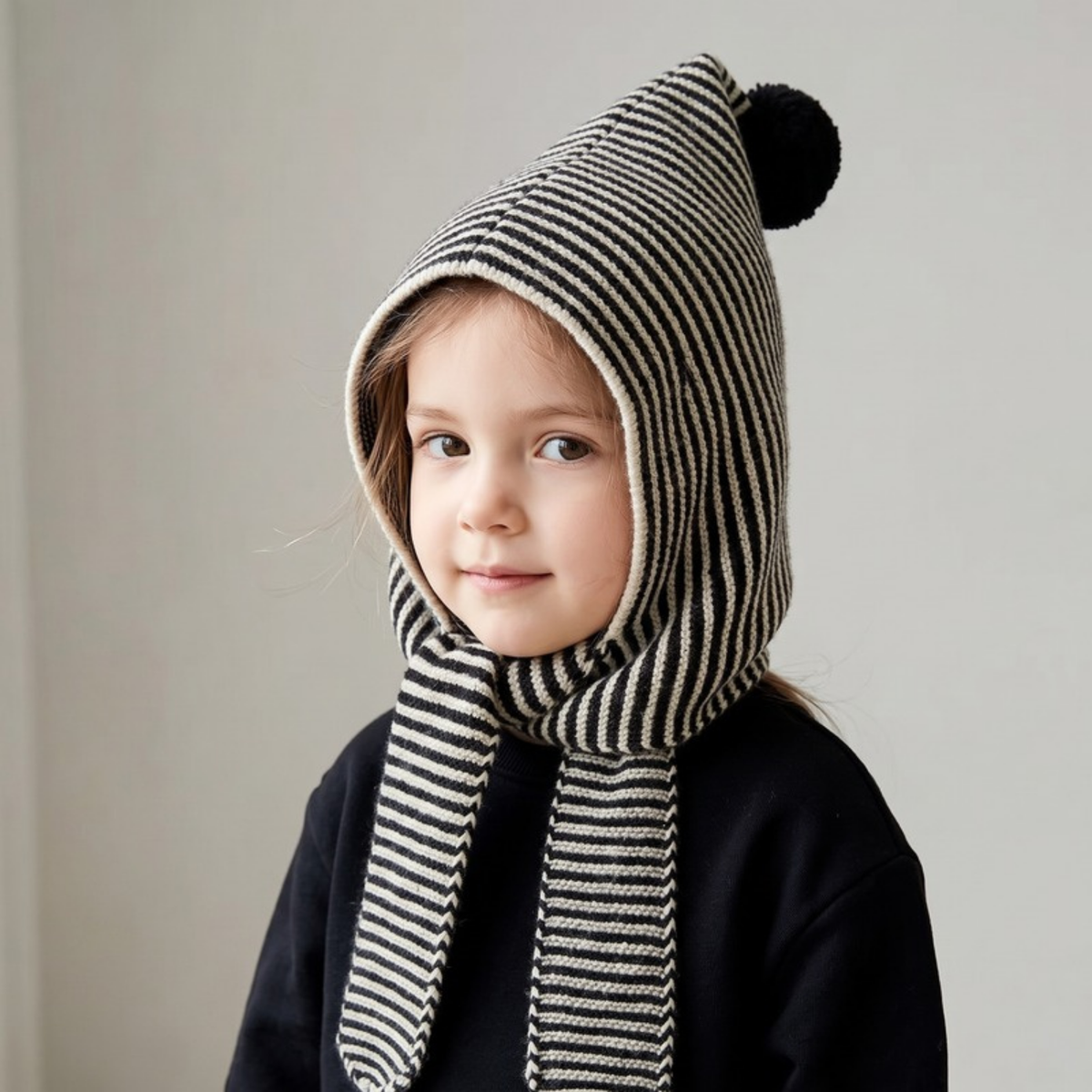 Lilo Hat and Scarf All in One - Black Stripe