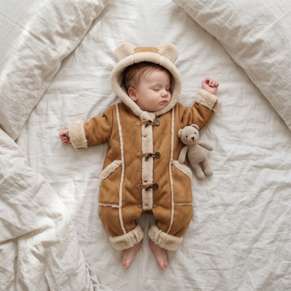 Lilo Velvet Lined Hooded Snowsuit - Camel