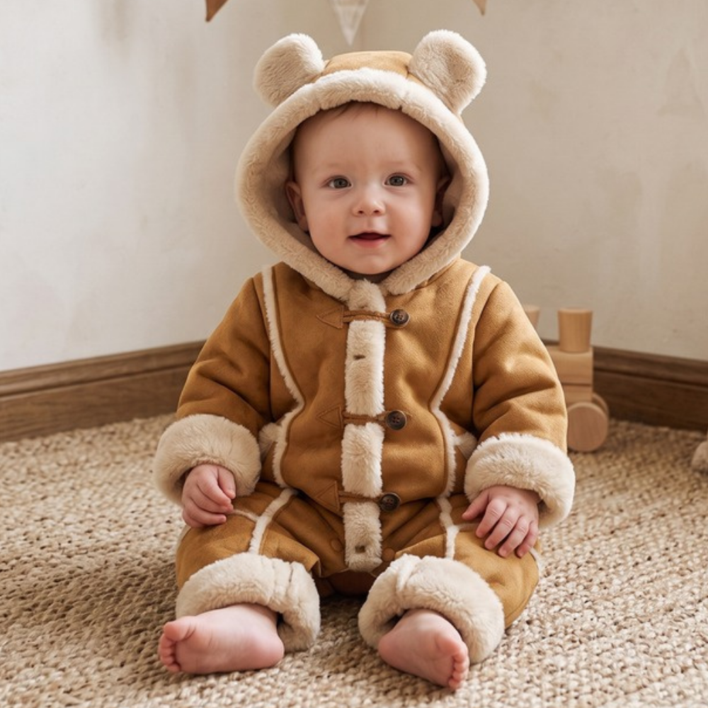 Lilo Velvet Lined Hooded Snowsuit - Camel
