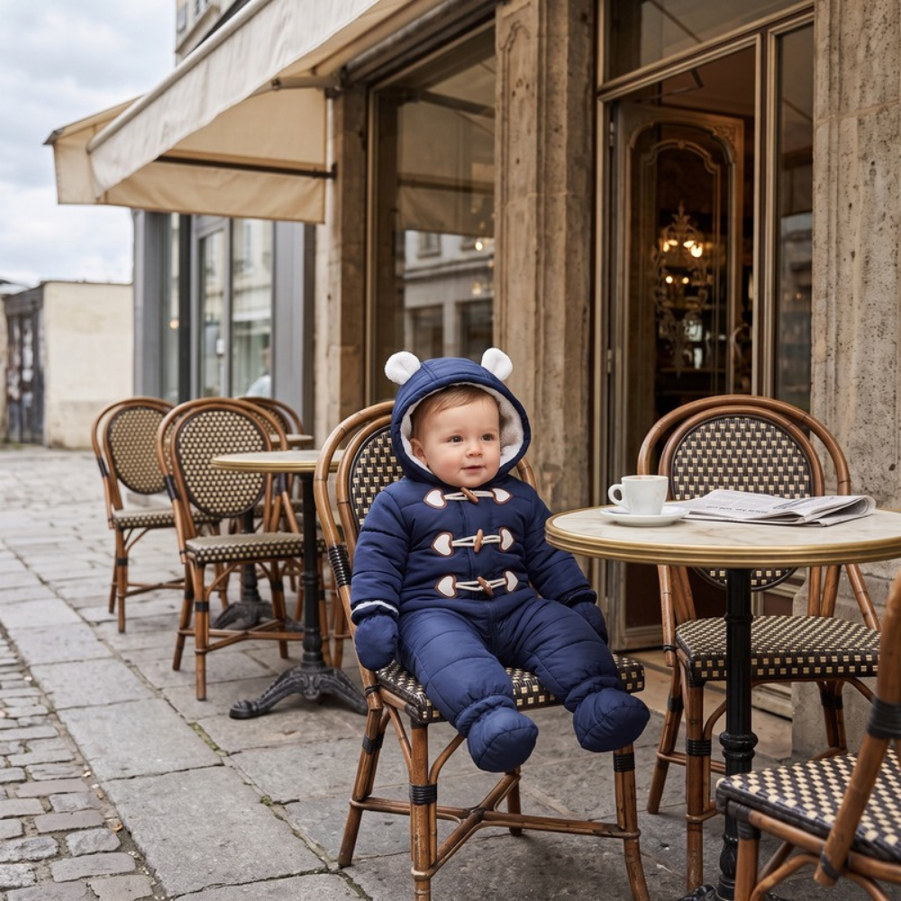 Lilo Hooded Fleece Baby Snowsuit - Navy