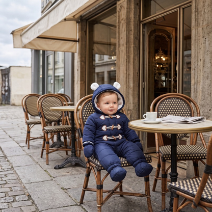 Lilo Hooded Fleece Baby Snowsuit - Navy