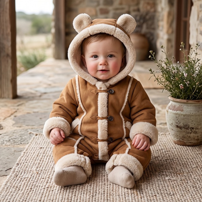 Lilo Velvet Lined Hooded Snowsuit - Camel