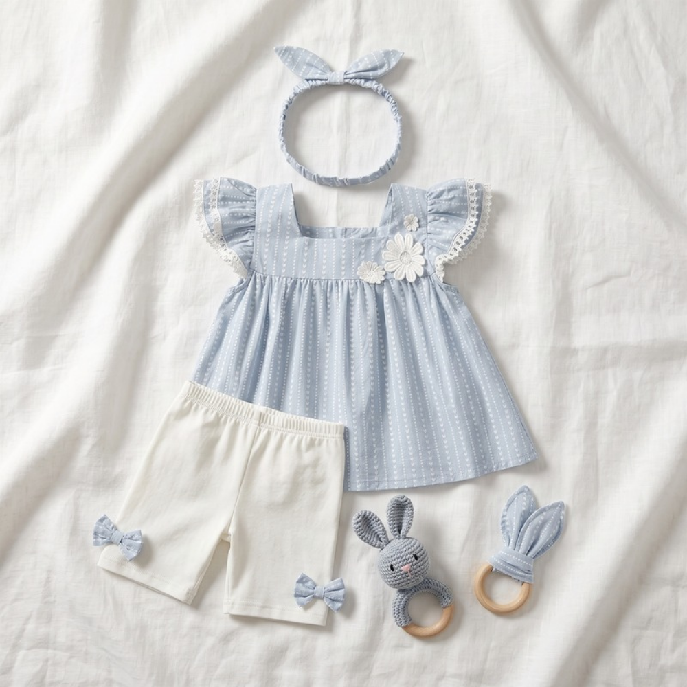 Lilo Cotton Top and Shorts Girls Set