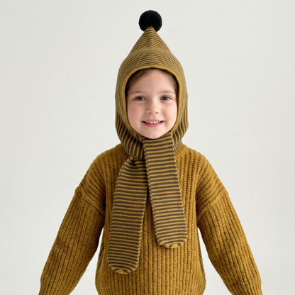 Lilo Hat and Scarf All in One - Mustard Stripe