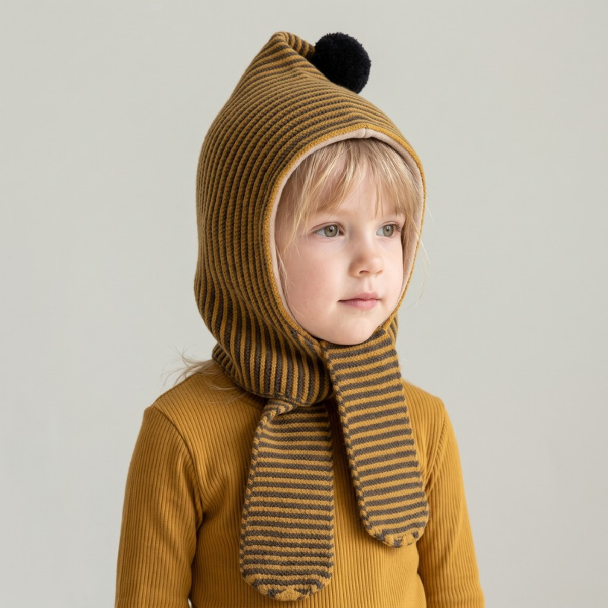 Lilo Hat and Scarf All in One - Mustard Stripe