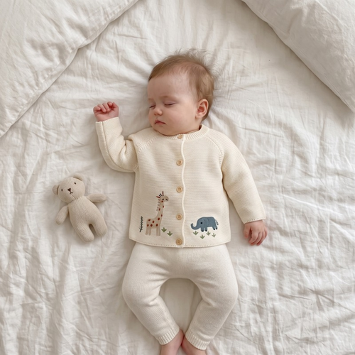 Lilo Baby Knitted Cardigan - Cream Safari