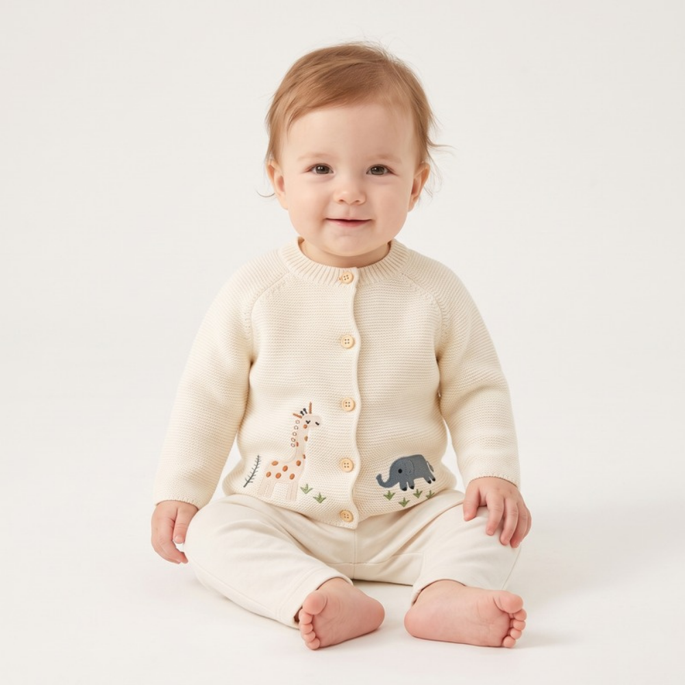 Lilo Baby Knitted Cardigan - Cream Safari