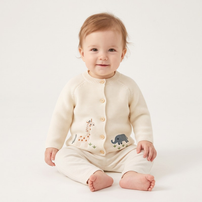 Lilo Baby Knitted Cardigan - Cream Safari