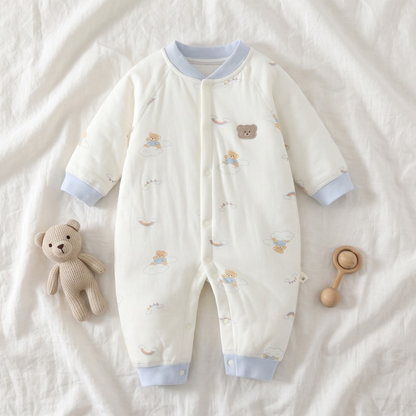 Lilo Quilted Padded Romper - Blue Bear