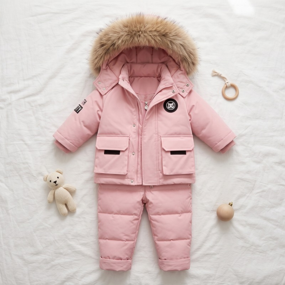 Lilo Baby Puffer Jacket Set - Pink