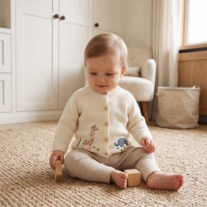 Lilo Baby Knitted Cardigan - Cream Safari