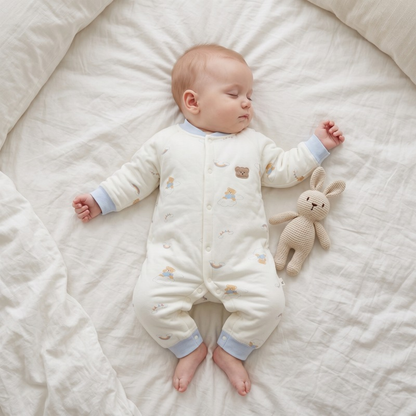 Lilo Quilted Padded Romper - Blue Bear