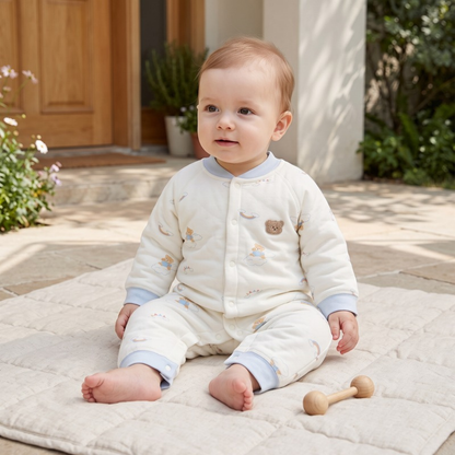 Lilo Quilted Padded Romper - Blue Bear