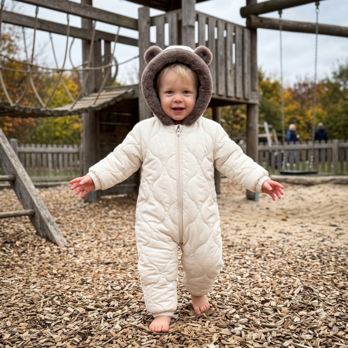 Lilo Ear Hood Padded Snowsuit - Cream
