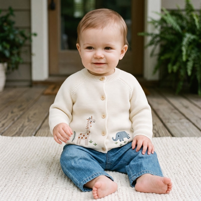 Lilo Baby Knitted Cardigan - Cream Safari