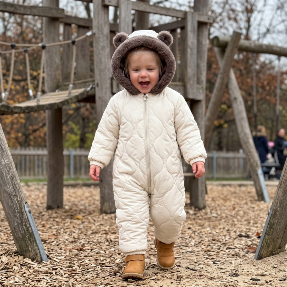 Lilo Ear Hood Padded Snowsuit - Cream
