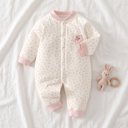 Lilo Quilted Padded Romper - Pink Floral