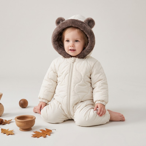 Lilo Ear Hood Padded Snowsuit - Cream