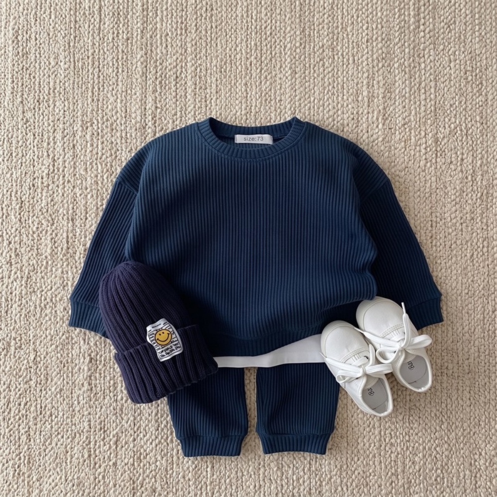 Lilo Casual Knit Two Piece Set - Navy Blue