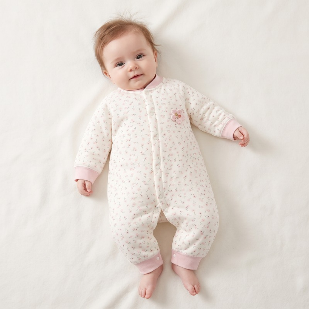 Lilo Quilted Padded Romper - Pink Floral