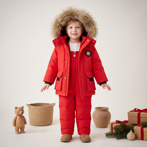 Lilo Baby Puffer Jacket Set - Red