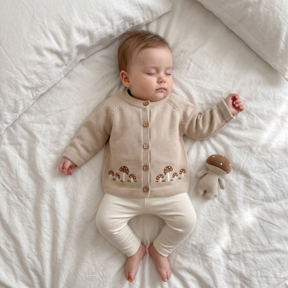 Lilo Baby Knitted Cardigan - Oatmeal Mushroom