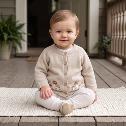 Lilo Baby Knitted Cardigan - Oatmeal Mushroom