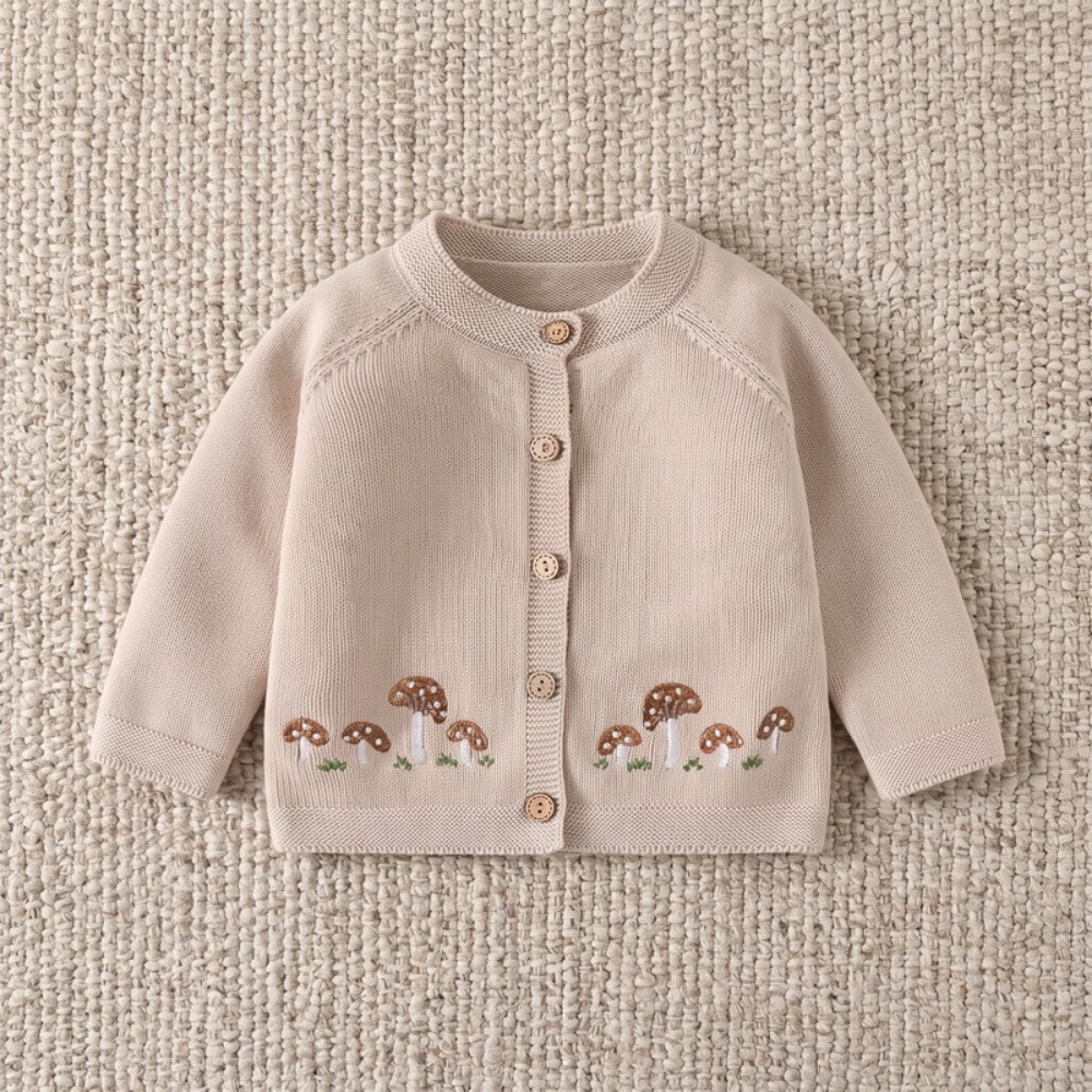 Lilo Baby Knitted Cardigan - Oatmeal Mushroom