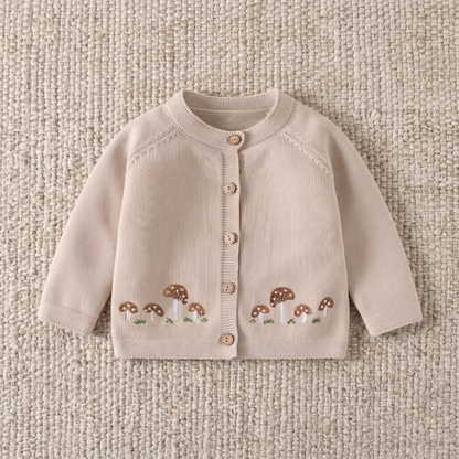 Lilo Baby Knitted Cardigan - Oatmeal Mushroom