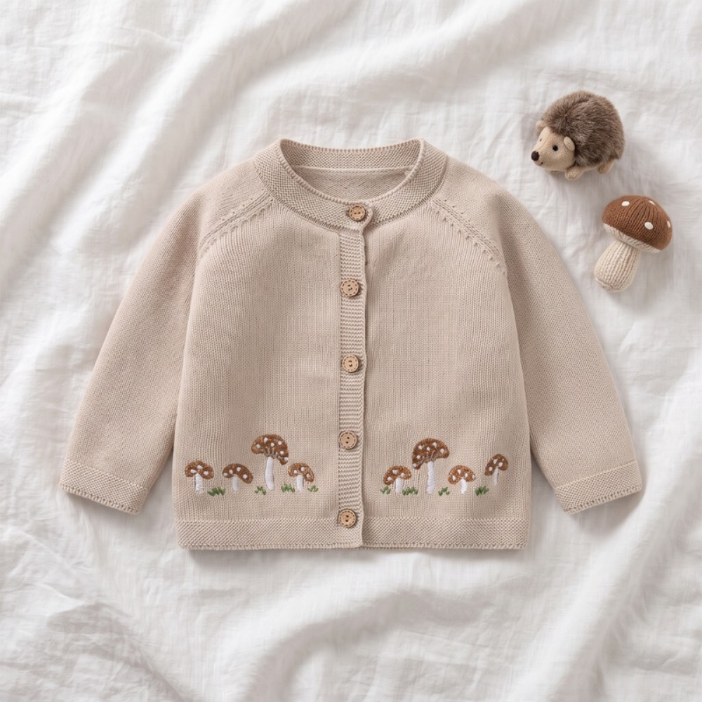 Lilo Baby Knitted Cardigan - Oatmeal Mushroom