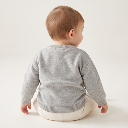 Lilo Baby Animal Knit Cardigan - Grey Puppy