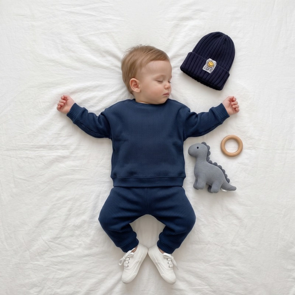 Lilo Casual Knit Two Piece Set - Navy Blue