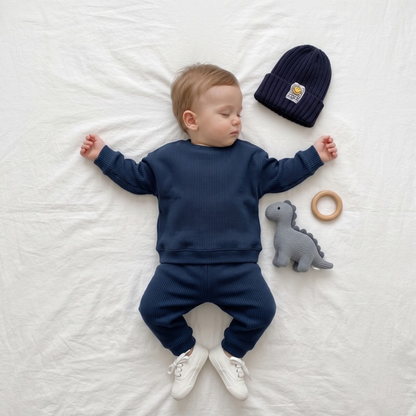 Lilo Casual Knit Two Piece Set - Navy Blue