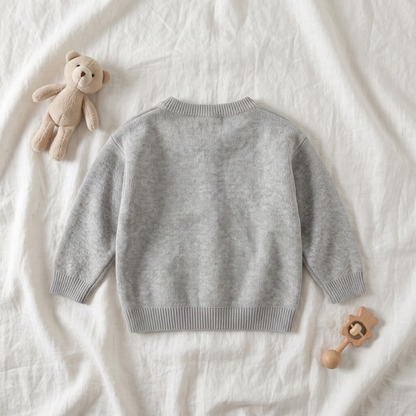 Lilo Baby Animal Knit Cardigan - Grey Puppy
