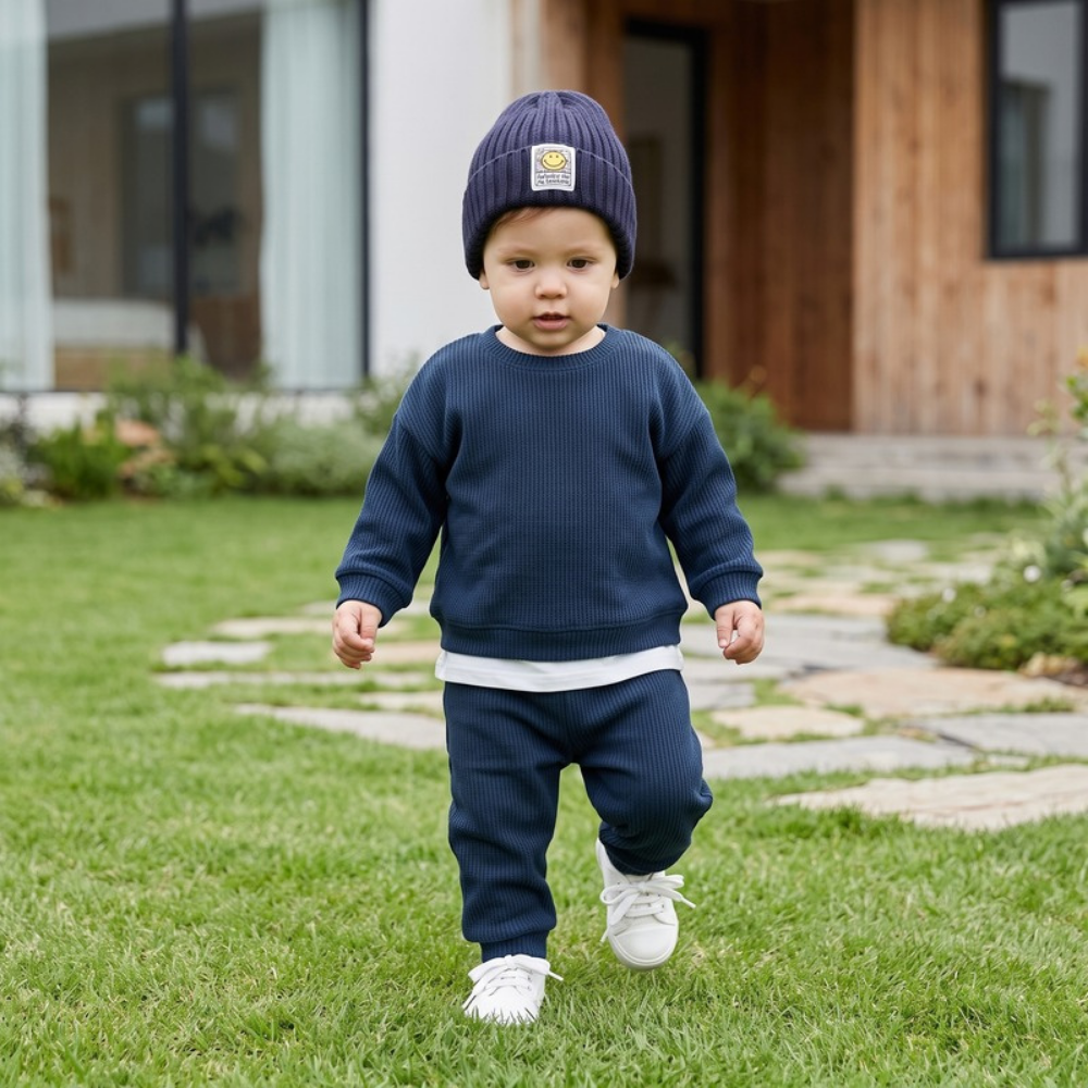 Lilo Casual Knit Two Piece Set - Navy Blue