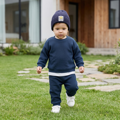 Lilo Casual Knit Two Piece Set - Navy Blue