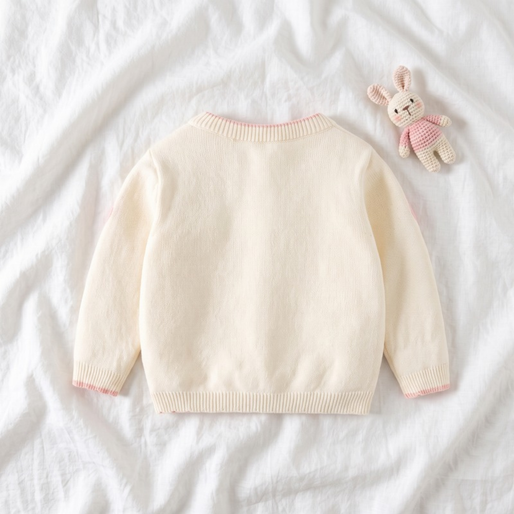 Lilo Baby Girl Heart Cardigan - Cream Hearts