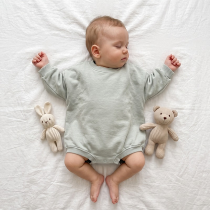 Lilo Sweatshirt Romper - Sage Mint