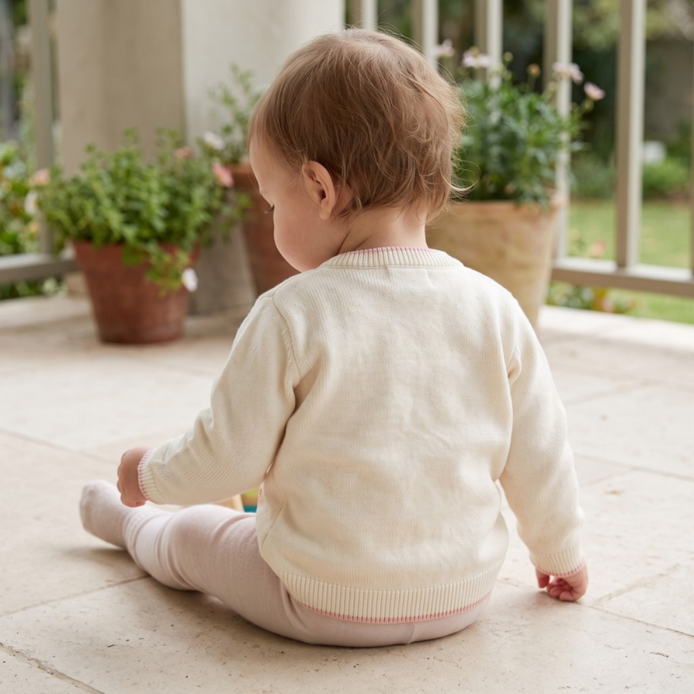 Lilo Baby Girl Heart Cardigan - Cream Hearts
