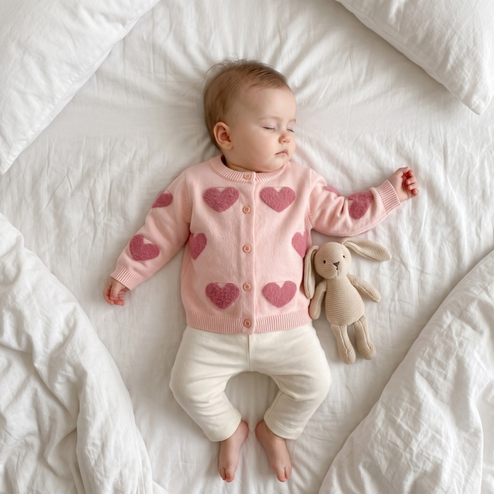 Lilo Baby Girl Heart Cardigan - Pink Hearts