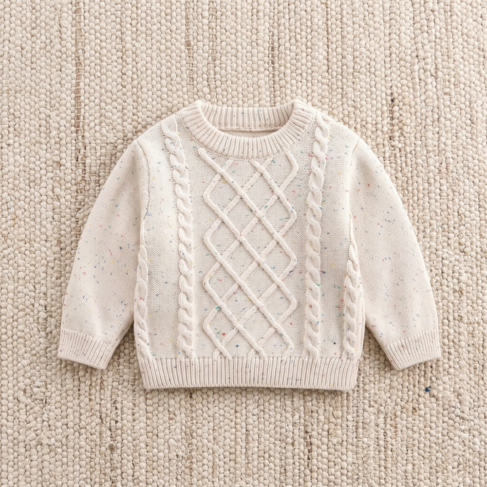 Lilo Girls Cable Knit Jumper - Oatmeal Speckle