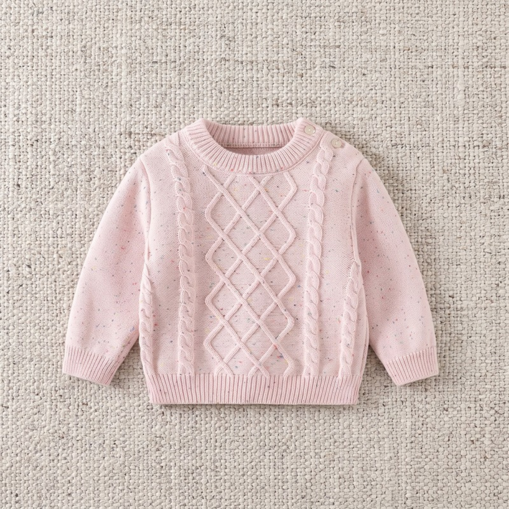 Lilo Girls Cable Knit Jumper - Pink Speckle